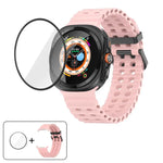 マリンデュアルバックルシリコンウォッチバンド 3Dカーブフィルム付き、Samsung Galaxy Watch Ultra 2025用、Samsung Galaxy Watch Ultra 47mm用