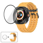 マリンデュアルバックルシリコンウォッチバンド 3Dカーブフィルム付き、Samsung Galaxy Watch Ultra 2025用、Samsung Galaxy Watch Ultra 47mm用