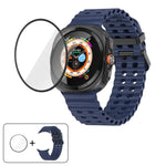 マリンデュアルバックルシリコンウォッチバンド 3Dカーブフィルム付き、Samsung Galaxy Watch Ultra 2025用、Samsung Galaxy Watch Ultra 47mm用