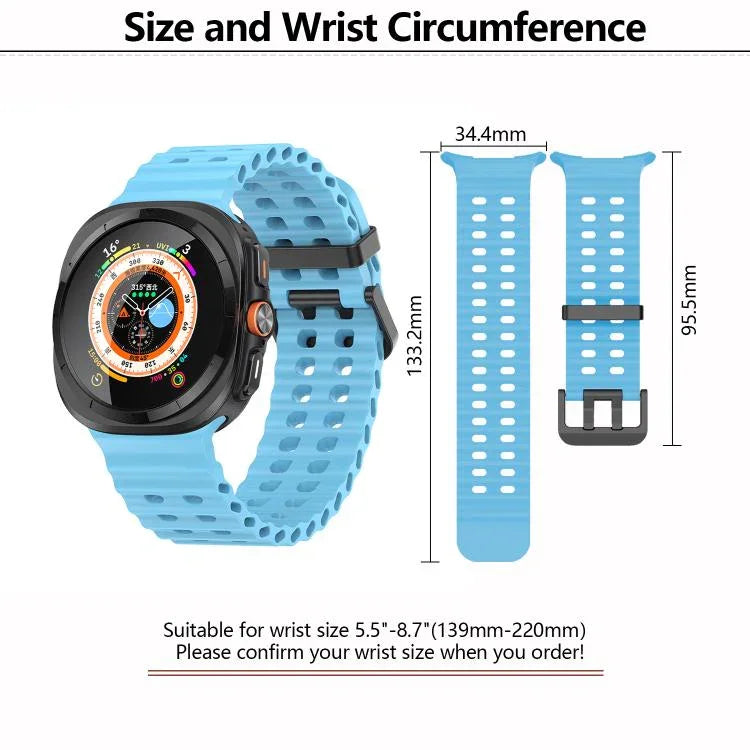 マリンデュアルバックルシリコンウォッチバンド 3Dカーブフィルム付き、Samsung Galaxy Watch Ultra 2025用、Samsung Galaxy Watch Ultra 47mm用