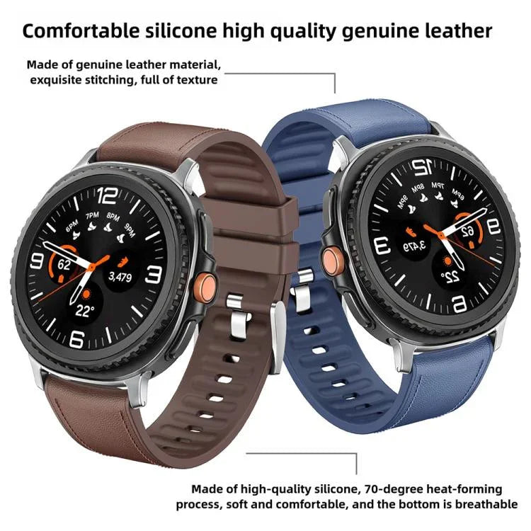 シリコンレザースキンウォッチバンド 3Dカーブフィルム付き、Samsung Galaxy Watch8 Classic 46mm用、Samsung Galaxy Watch8 44mm用、Samsung Galaxy Watch8 40mm用
