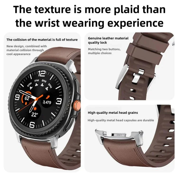 シリコンレザースキンウォッチバンド 3Dカーブフィルム付き、Samsung Galaxy Watch8 Classic 46mm用、Samsung Galaxy Watch8 44mm用、Samsung Galaxy Watch8 40mm用
