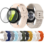 ウェーブステッチシリコンウォッチバンド 3Dカーブフィルム付き、Samsung Galaxy Watch FE 40mm用、Samsung Galaxy Watch7 44mm用、Samsung Galaxy Watch7 40mm用、Samsung Galaxy Watch6 Classic 47mm用
