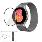 ミラネーゼマグネティックステンレススチールウォッチバンド（3Dカーブフィルム付き）、Samsung Galaxy Watch6 Classic 43mm用、Samsung Galaxy Watch5 44mm用、Samsung Galaxy Watch5 Pro 45mm用、Samsung Galaxy Watch5 40mm用、Samsung Galaxy Watch4 44mm用