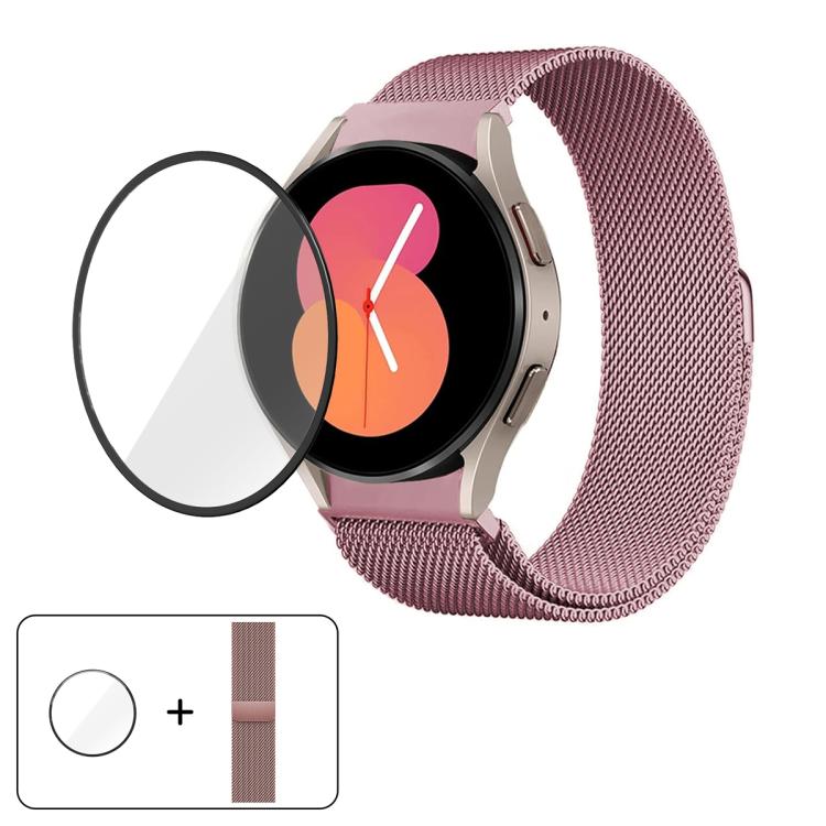 ミラネーゼマグネティックステンレススチールウォッチバンド（3Dカーブフィルム付き）、Samsung Galaxy Watch FE 40mm用、Samsung Galaxy Watch7 44mm用、Samsung Galaxy Watch7 40mm用、Samsung Galaxy Watch6 Classic 47mm用、Samsung Galaxy Watch6 44mm用