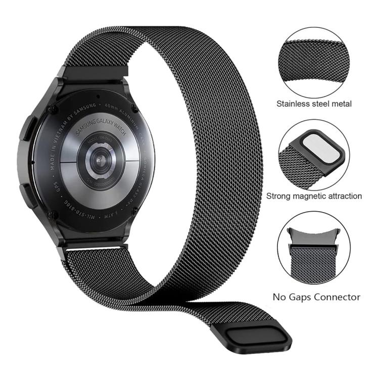 ミラネーゼマグネティックステンレススチールウォッチバンド（3Dカーブフィルム付き）、Samsung Galaxy Watch FE 40mm用、Samsung Galaxy Watch7 44mm用、Samsung Galaxy Watch7 40mm用、Samsung Galaxy Watch6 Classic 47mm用、Samsung Galaxy Watch6 44mm用
