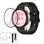 プレーンステッチシリコンウォッチバンド 3Dカーブフィルム付き、Samsung Galaxy Watch FE 40mm用、Samsung Galaxy Watch7 44mm用、Samsung Galaxy Watch7 40mm用、Samsung Galaxy Watch6 Classic 47mm用