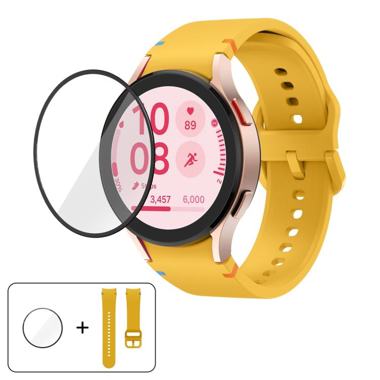 プレーンステッチシリコンウォッチバンド 3Dカーブフィルム付き、Samsung Galaxy Watch6 44mm用、Samsung Galaxy Watch6 40mm用、Samsung Galaxy Watch6 Classic 43mm用、Samsung Galaxy Watch5 44mm用