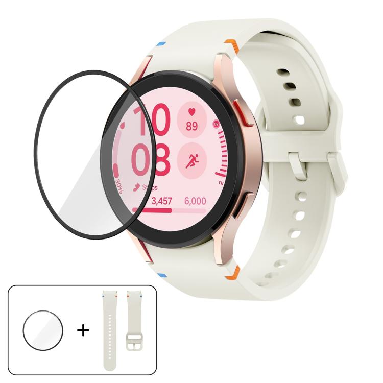 プレーンステッチシリコンウォッチバンド 3Dカーブフィルム付き、Samsung Galaxy Watch5 Pro 45mm用、Samsung Galaxy Watch5 40mm用、Samsung Galaxy Watch4 44mm用、Samsung Galaxy Watch4 40mm用
