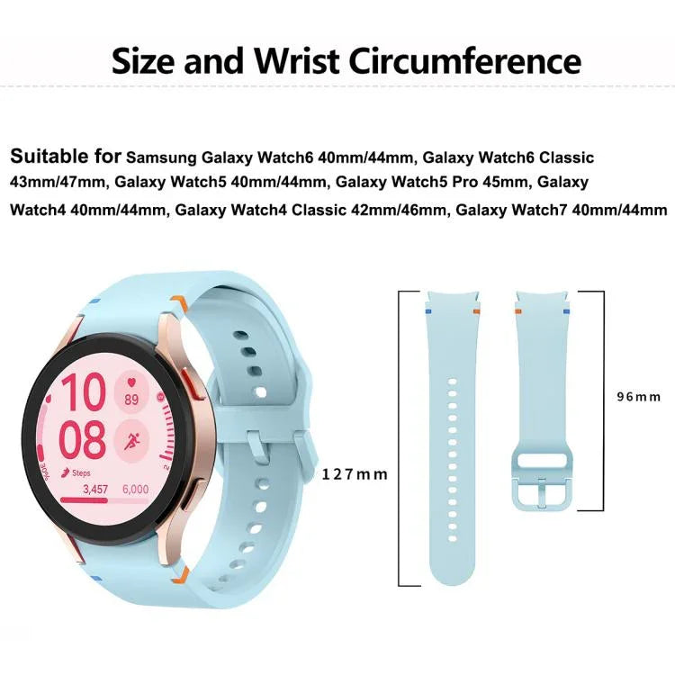 プレーンステッチシリコンウォッチバンド 3Dカーブフィルム付き、Samsung Galaxy Watch4 Active 40mm用、Samsung Galaxy Watch4 Active 44mm用