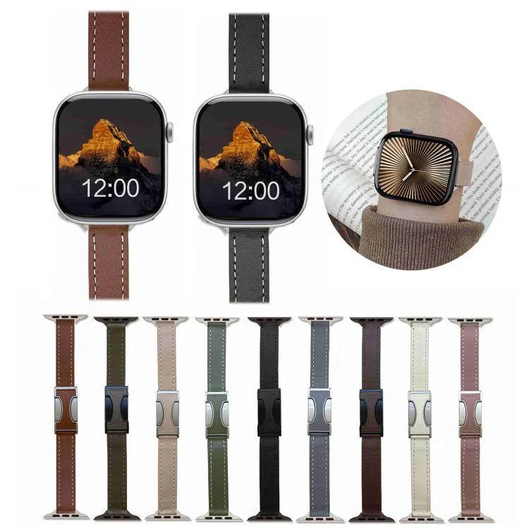 磁気バックル14mm無地本革時計バンド、Apple Watch 46mm / 49mm / 45mm / 44mm用、Apple Watch 42mm / 41mm / 40mm / 38mm用