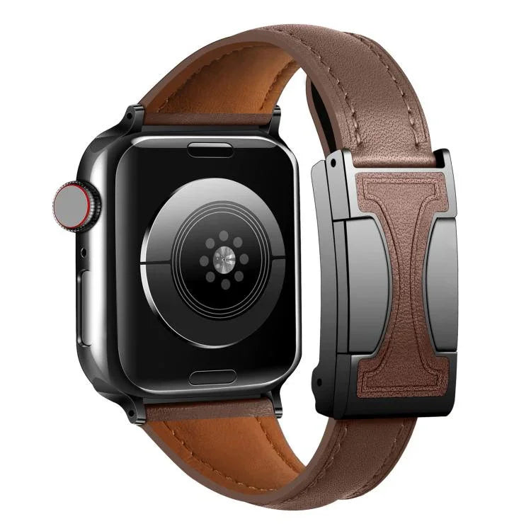 磁気バックル小型ウエスト無地本革時計バンド、Apple Watch 46mm / 49mm / 45mm / 44mm用、Apple Watch 42mm / 41mm / 40mm / 38mm用