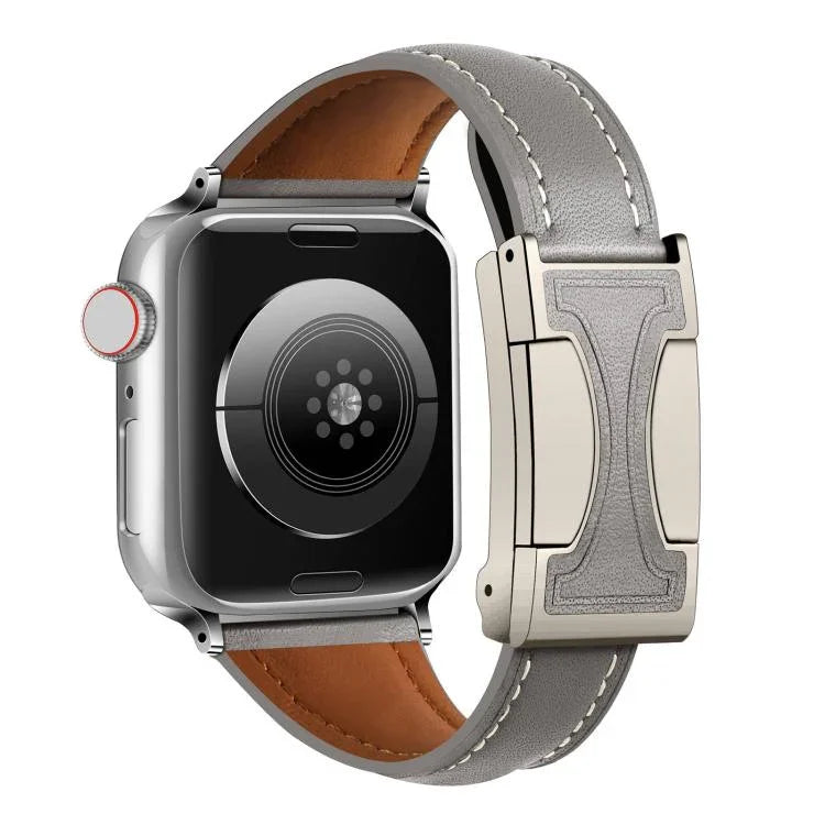 磁気バックル小型ウエスト無地本革時計バンド、Apple Watch 46mm / 49mm / 45mm / 44mm用、Apple Watch 42mm / 41mm / 40mm / 38mm用