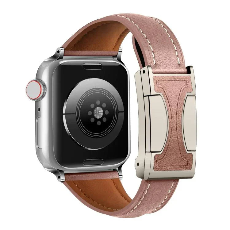 磁気バックル小型ウエスト無地本革時計バンド、Apple Watch 46mm / 49mm / 45mm / 44mm用、Apple Watch 42mm / 41mm / 40mm / 38mm用