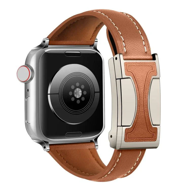 磁気バックル小型ウエスト無地本革時計バンド、Apple Watch 46mm / 49mm / 45mm / 44mm用、Apple Watch 42mm / 41mm / 40mm / 38mm用