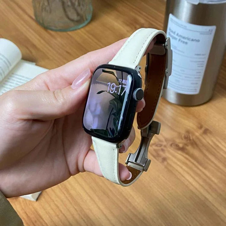 磁気バックル小型ウエスト無地本革時計バンド、Apple Watch 46mm / 49mm / 45mm / 44mm用、Apple Watch 42mm / 41mm / 40mm / 38mm用
