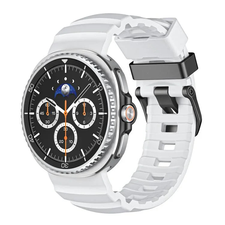 ワイルドパスブラックバックルシリコンウォッチバンド、Samsung Galaxy Watch8 / Watch8 Classic用