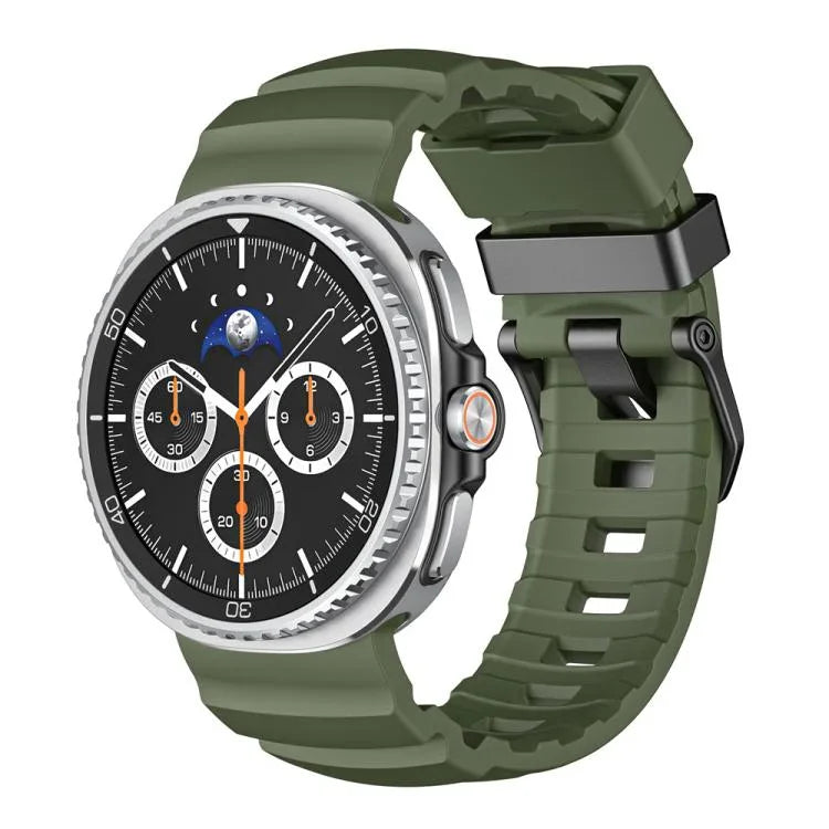ワイルドパスブラックバックルシリコンウォッチバンド、Samsung Galaxy Watch8 / Watch8 Classic用