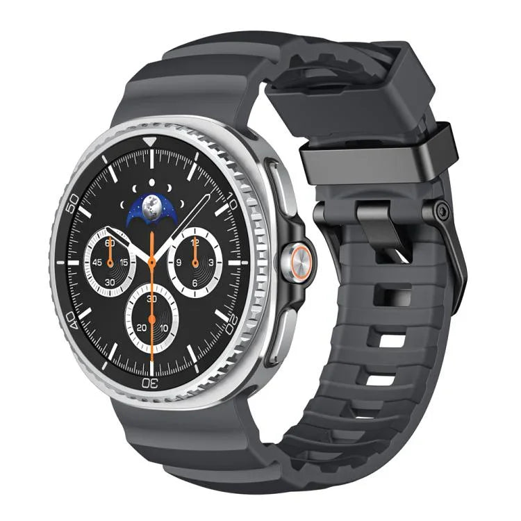 ワイルドパスブラックバックルシリコンウォッチバンド、Samsung Galaxy Watch8 / Watch8 Classic用