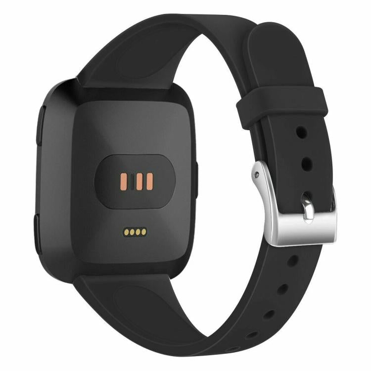 For Fitbit Versa 2 / Versa / Versa Lite xDfind Silver Buckle Slim Solid Color Silicone Watch Band, S, L