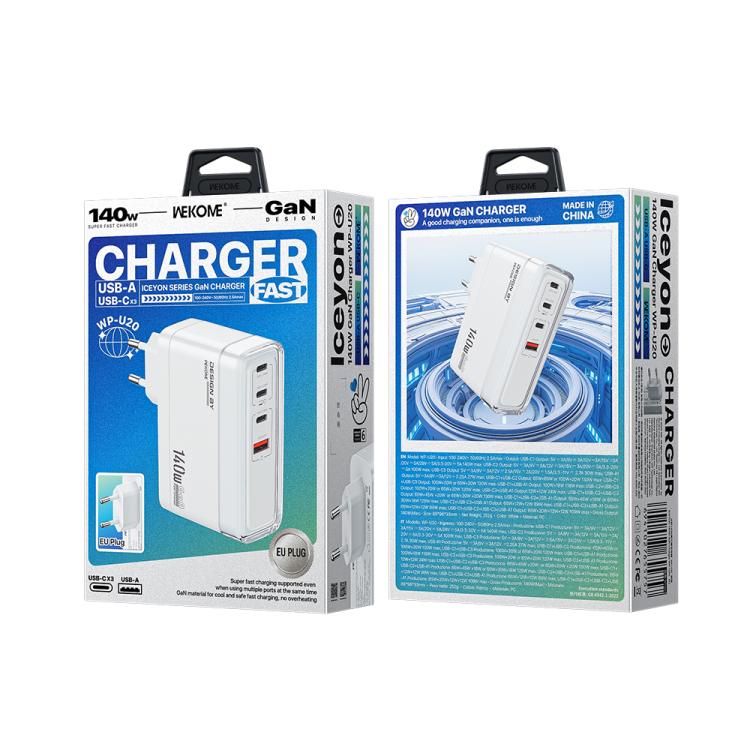 WK WP-U20 lceyon 140W GaN 多機能充電器、EUプラグ、UKプラグ