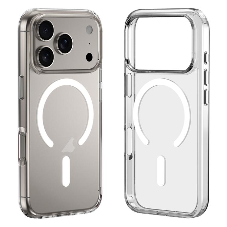 ZGA Magsafe メタルボタン クリアPCハイブリッドTPUスマホケース、iPhone 17 Pro Max用、iPhone 17 Pro用、iPhone 17用