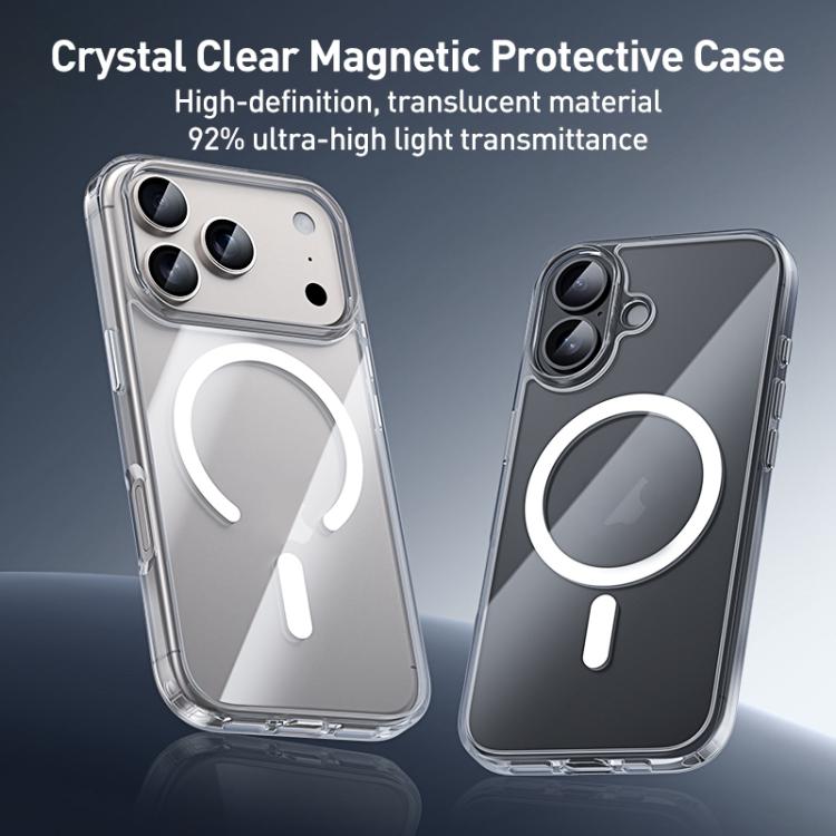 ZGA Magsafe メタルボタン クリアPCハイブリッドTPUスマホケース、iPhone 17 Pro Max用、iPhone 17 Pro用、iPhone 17用