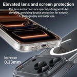 ZGA Magsafe メタルボタン クリアPCハイブリッドTPUスマホケース、iPhone 17 Pro Max用、iPhone 17 Pro用、iPhone 17用
