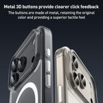 ZGA Magsafe メタルボタン クリアPCハイブリッドTPUスマホケース、iPhone 17 Pro Max用、iPhone 17 Pro用、iPhone 17用