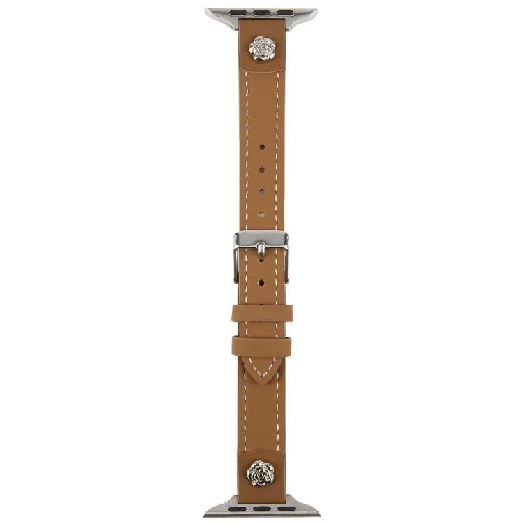 リベットカメリアスキンフィールマイクロファイバーレザーバンド、Apple Watch 46mm / 49mm / 45mm / 44mm用、Apple Watch 42mm / 41mm / 40mm / 38mm用
