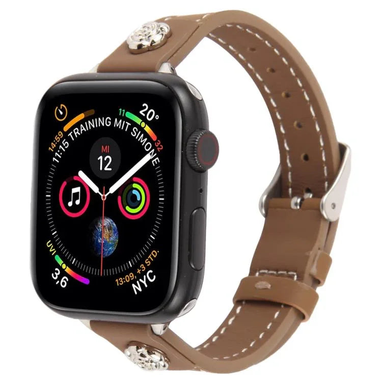 リベットカメリアスキンフィールマイクロファイバーレザーバンド、Apple Watch 46mm / 49mm / 45mm / 44mm用、Apple Watch 42mm / 41mm / 40mm / 38mm用