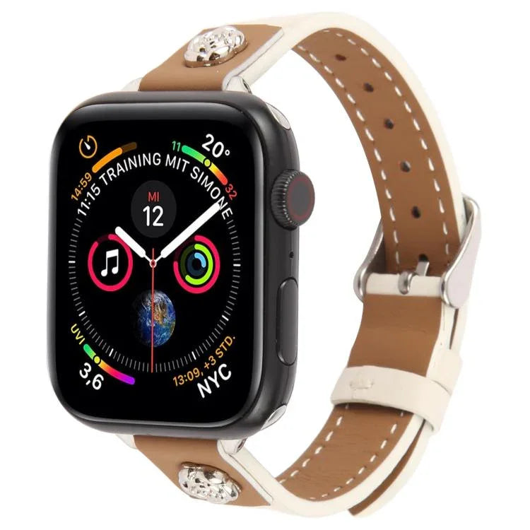 リベットカメリアスキンフィールマイクロファイバーレザーバンド、Apple Watch 46mm / 49mm / 45mm / 44mm用、Apple Watch 42mm / 41mm / 40mm / 38mm用