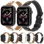 リベットカメリアスキンフィールマイクロファイバーレザーバンド、Apple Watch 46mm / 49mm / 45mm / 44mm用、Apple Watch 42mm / 41mm / 40mm / 38mm用