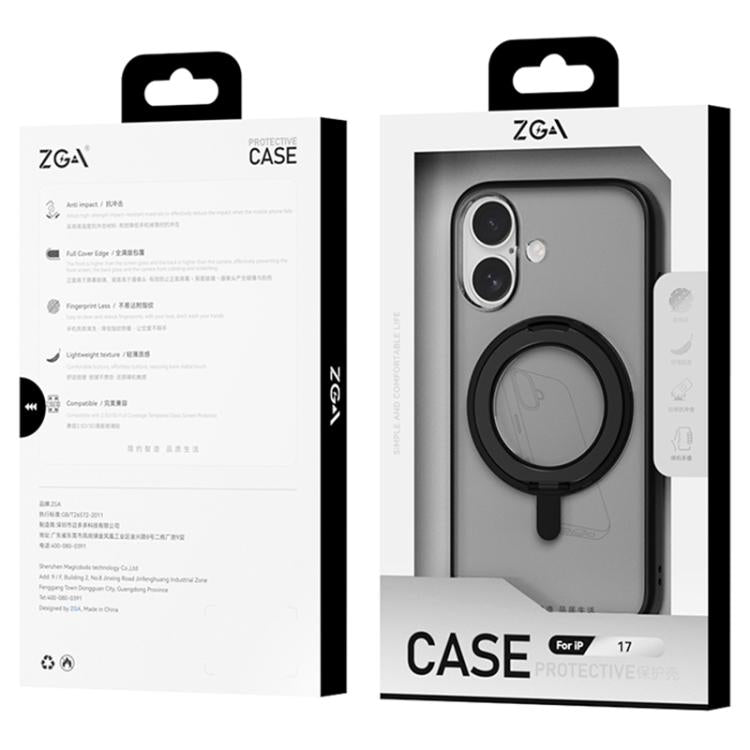 ZGA Feitian 360度回転ホルダー Magsafe PCハイブリッドTPUスマホケース、iPhone 17 Pro用、iPhone 17 Pro Max用