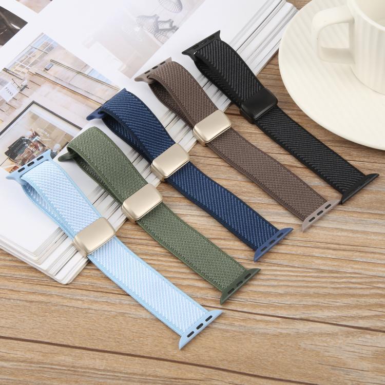 ツイル ツートンエラスティックナイロンマグネットバックルウォッチバンド、Apple Watch 46mm / 49mm / 45mm / 44mm用、Apple Watch 42mm / 41mm / 40mm / 38mm用