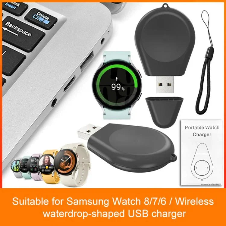 xDfind USBインターフェーススマートウォッチワイヤレス充電器 ランヤード付き、Samsung Galaxy Watch 8/7/6/5/4用