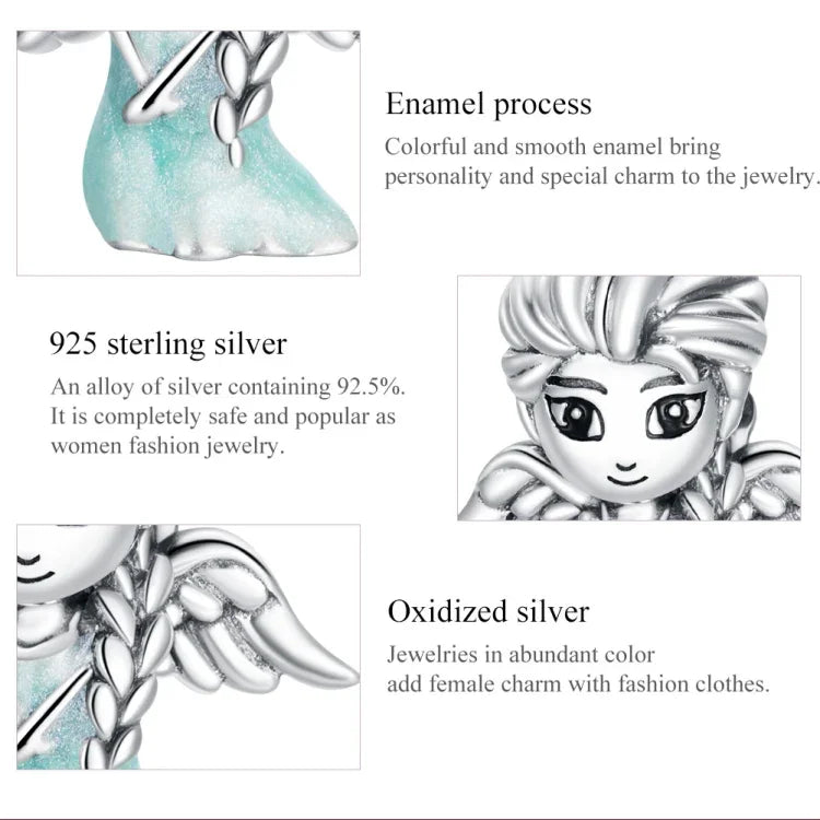S925スターリングシルバー 雪の結晶 エルフガール ビーズ DIY ブレスレット ネックレス アクセサリー、エルフガール