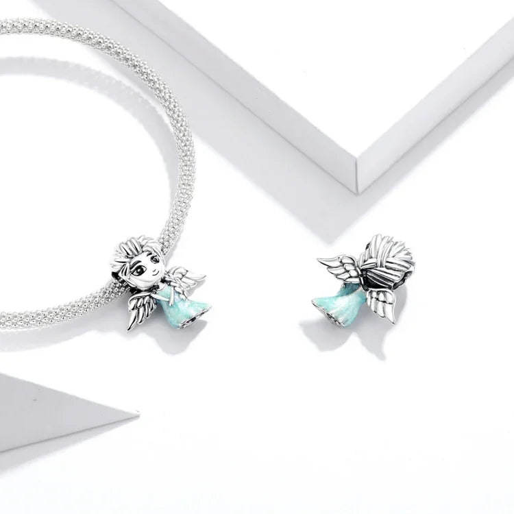 S925スターリングシルバー 雪の結晶 エルフガール ビーズ DIY ブレスレット ネックレス アクセサリー、エルフガール