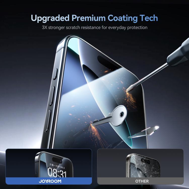 JOYROOM ナイトシリーズ 2.5D 全面スクリーン HD ハード 傷防止 強化ガラスフィルム、iPhone 17 Pro Max用、iPhone 17 Pro用、iPhone 17用、iPhone Air用、iPhone 16 Pro Max用、iPhone 16 Pro用、iPhone 16 Plus用、iPhone 16用
