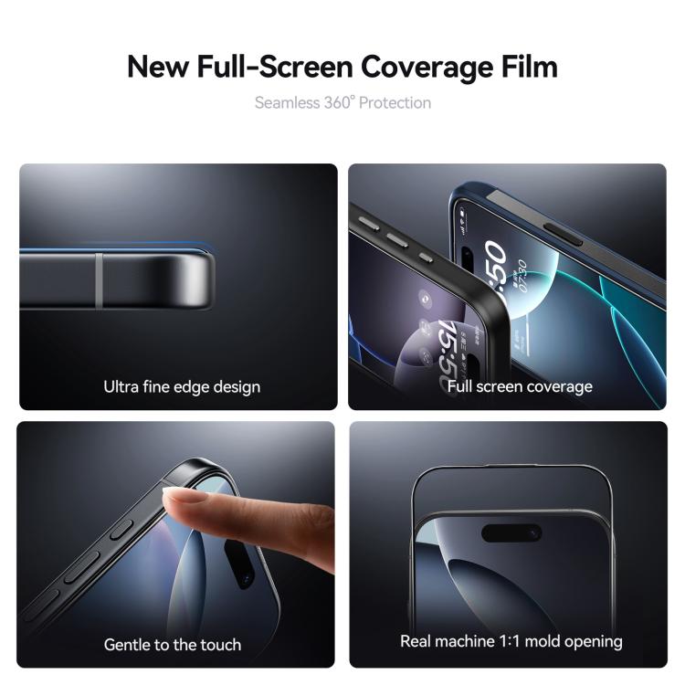 JOYROOM ナイトシリーズ 2.5D 全面スクリーン HD ハード 傷防止 強化ガラスフィルム、iPhone 17 Pro Max用、iPhone 17 Pro用、iPhone 17用、iPhone Air用、iPhone 16 Pro Max用、iPhone 16 Pro用、iPhone 16 Plus用、iPhone 16用