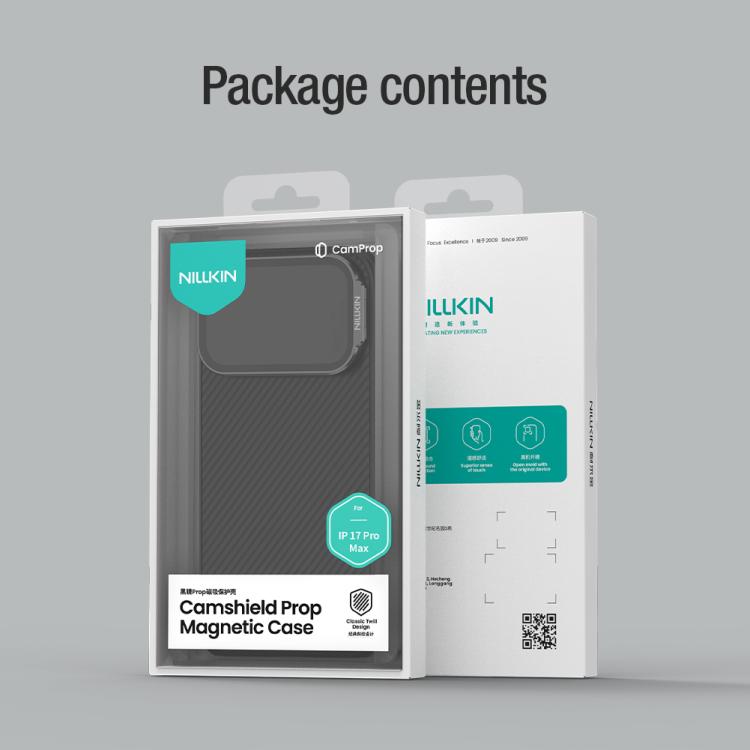 NILLKIN CamShield Propテクスチャー 透明ミラーカバー MagSafe磁気PC携帯電話ケース、iPhone 17 Pro Max用、iPhone 17 Pro用