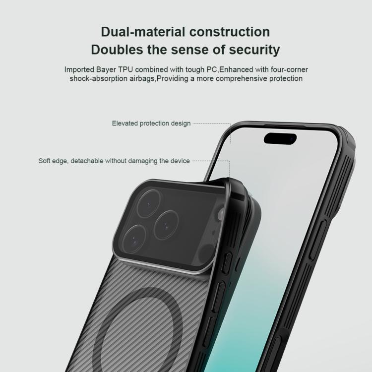 NILLKIN CamShield Prop 透明ミラーカバー MagSafe磁気半透明PC携帯電話ケース、iPhone 17 Pro Max用、iPhone 17 Pro用