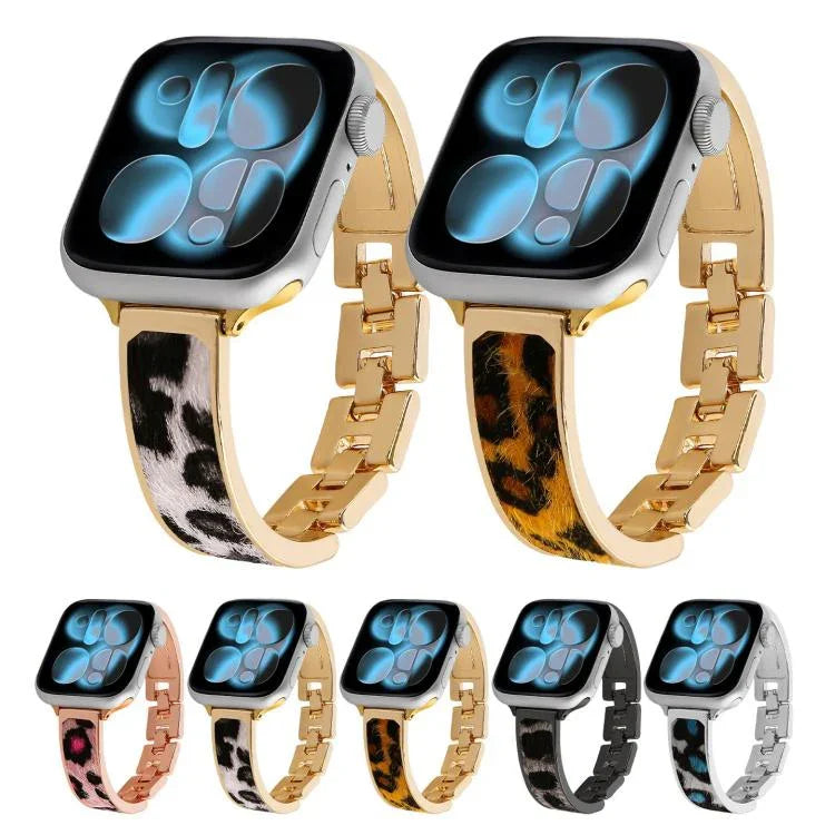 ヒョウ柄ブレスレット合金ウォッチバンド、Apple Watch 46mm / 49mm / 45mm / 44mm用、Apple Watch 42mm / 41mm / 40mm / 38mm用