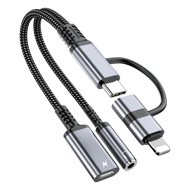 4in1 USB-C / Type-C、8ピンからUSB-C / Type-C、3.5mmオーディオケーブルアダプター、Type-C、8ピンからUSB-C / Type-C、3.5mm
