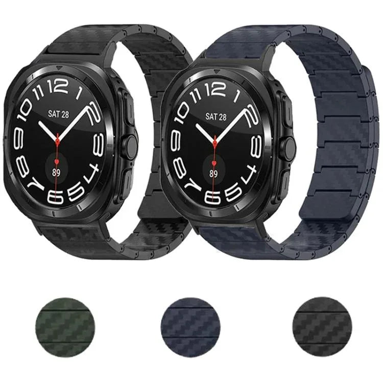 カーボンファイバーマグネティックループウォッチバンド、Samsung Galaxy Watch Ultra 47mm / Ultra 2025用、Samsung Galaxy Watch8 / Watch8 Classic用