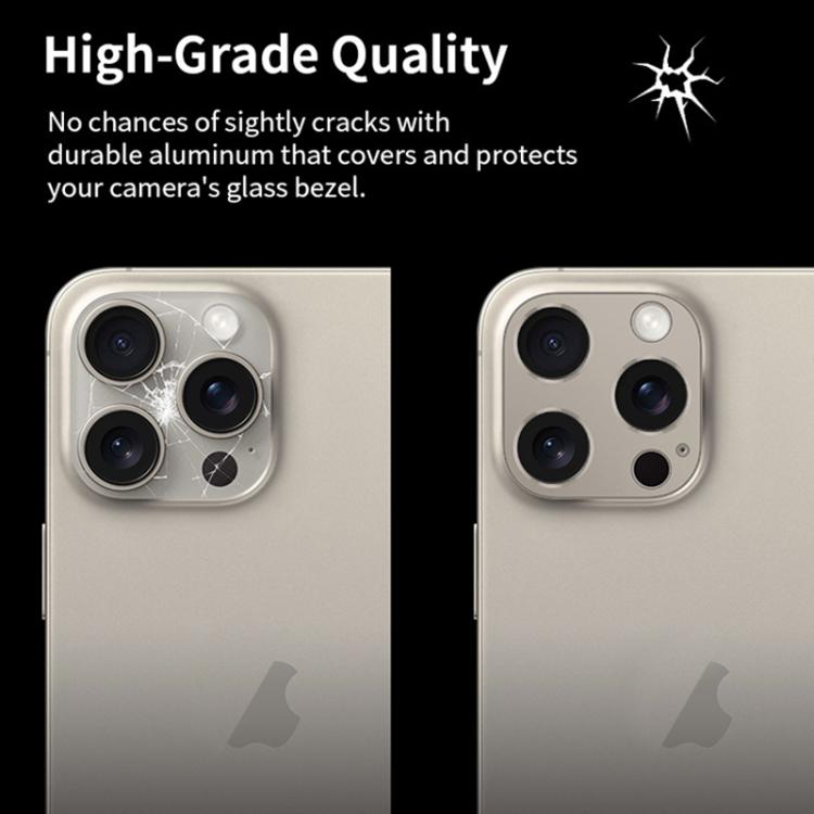 XDcase Titanium Alloy Hollow Camera Lens Protector, For iPhone 15 / 15 Plus