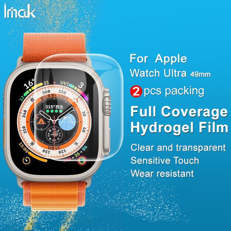 2枚セット imak 曲面フルスクリーンハイドロゲルフィルムプロテクター、Apple Watch Ultra 1/2/3 49mm用