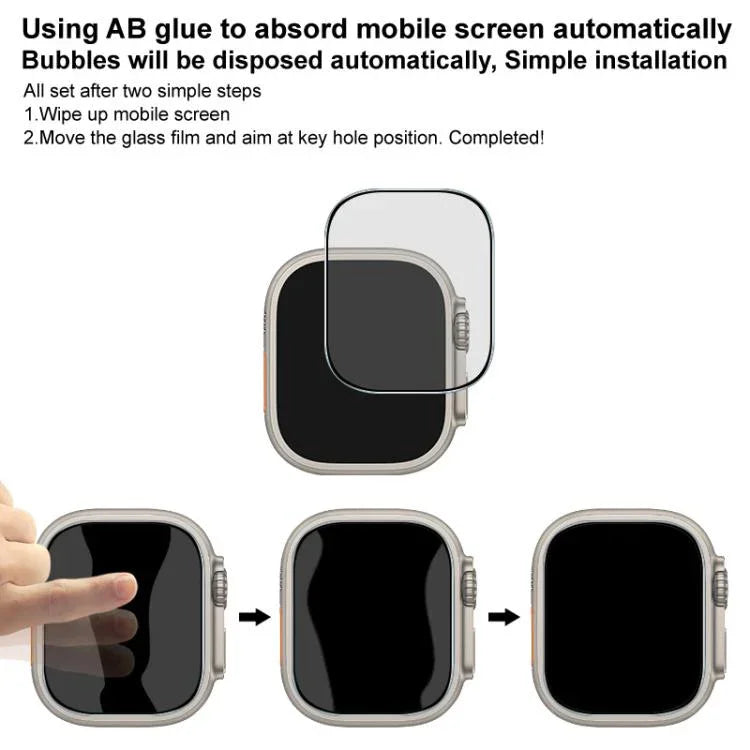 imak HDフルスクリーンプライバシー強化ガラス保護フィルム、Apple Watch Ultra 1/2/3 49mm用