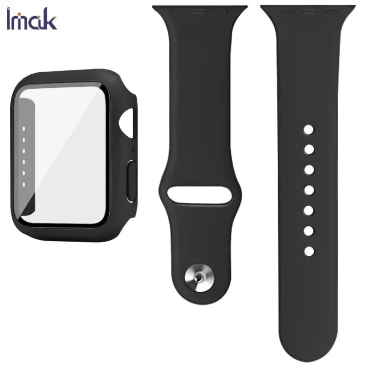imak 一体型ケースとフィルム シリコンストラップ付き、Apple Watch SE 1/2/3/シリーズ4/5/6 44mm用、Apple Watch SE 1/2/3/シリーズ4/5/6 40mm用