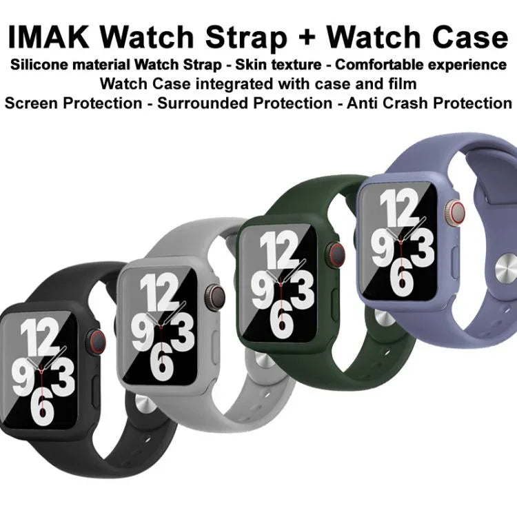 imak 一体型ケースとフィルム シリコンストラップ付き、Apple Watch SE 1/2/3/シリーズ4/5/6 44mm用、Apple Watch SE 1/2/3/シリーズ4/5/6 40mm用
